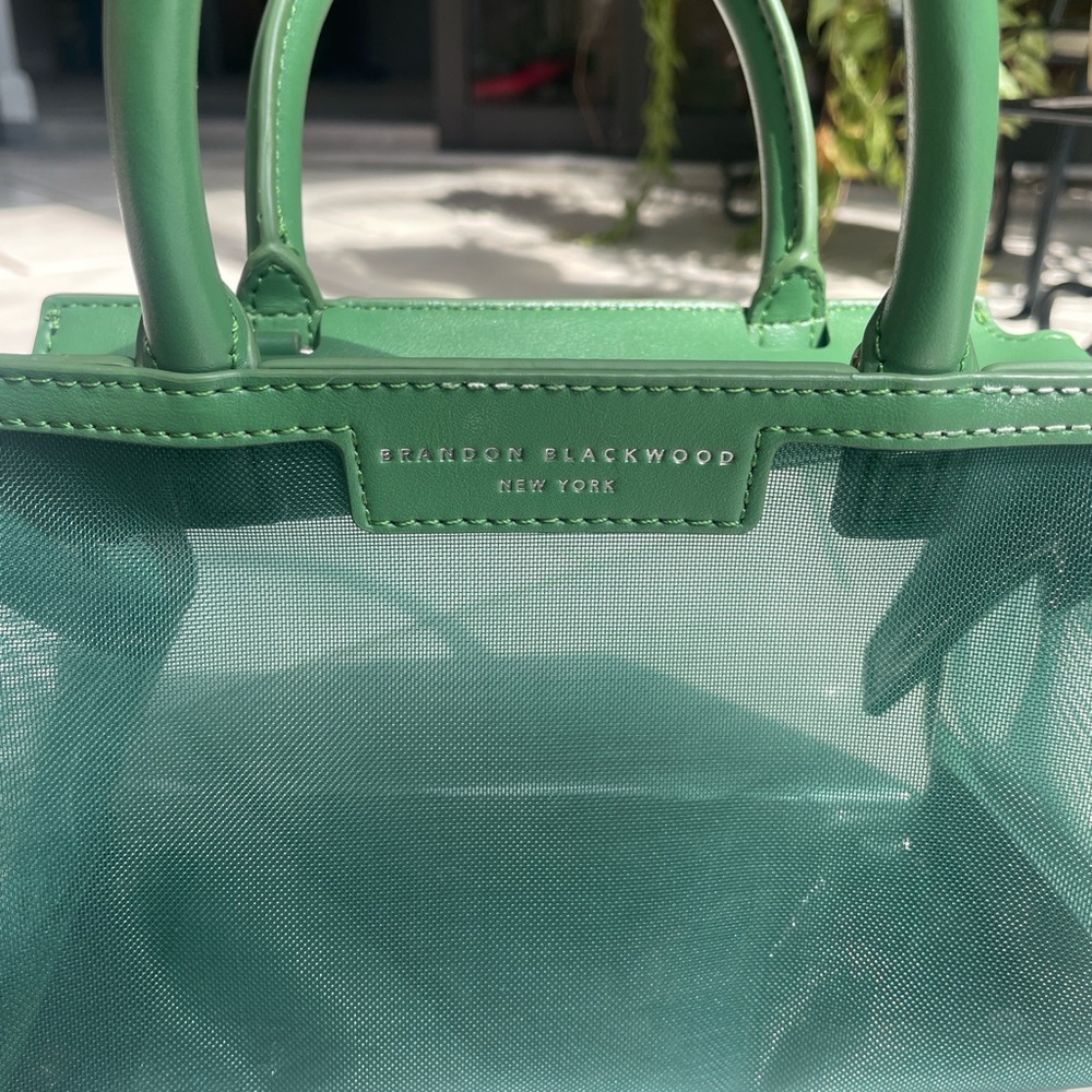 Brandon Blackwood Arlen Bag Green Mesh Vegan Leather Top Handle Crossbody - Picture 11 of 12